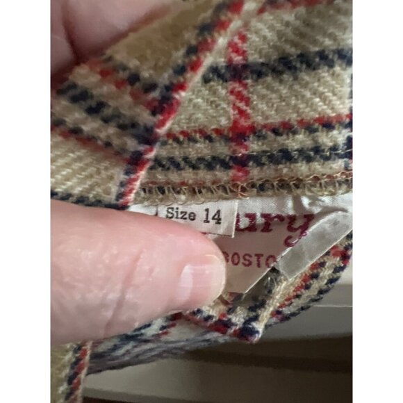 Vintage Century of Boston Wool Plaid Button Front Skirt Tan Size 14 - Picture 4 of 8